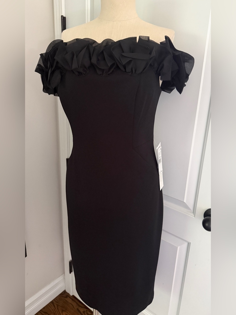 Aiden Mattox Ruffled $265 Black Dress 12 NWT Cocktail Wedding Formal